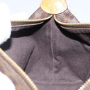 CELINE Macadam Canvas Hand Bag PVC Leather Brown Gold Auth 143726-18