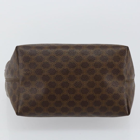 CELINE Macadam Canvas Hand Bag PVC Leather Brown Gold Auth 143726