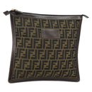 FENDI Zucca Canvas Clutch Bag Black Brown Auth 143727-1