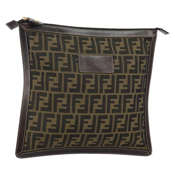 FENDI Zucca Canvas Clutch Bag Black Brown Auth 143727