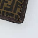 FENDI Zucca Canvas Clutch Bag Black Brown Auth 143727-15