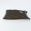 FENDI Zucca Canvas Clutch Bag Black Brown Auth 143727-3
