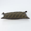 FENDI Zucca Canvas Clutch Bag Black Brown Auth 143727-6