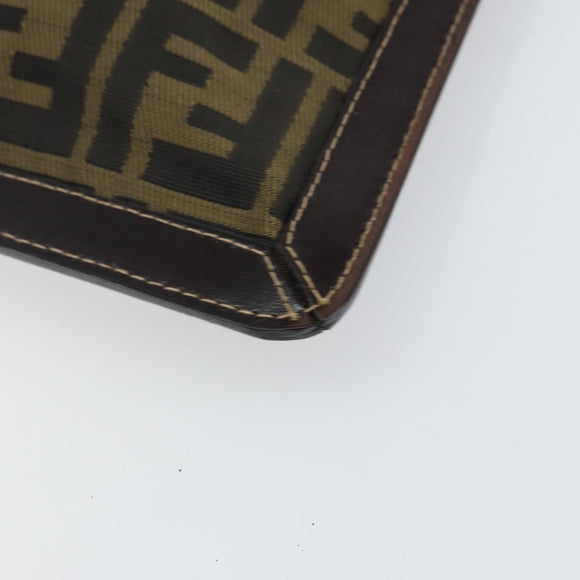 FENDI Zucca Canvas Clutch Bag Black Brown Auth 143727