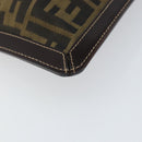 FENDI Zucca Canvas Clutch Bag Black Brown Auth 143727-14