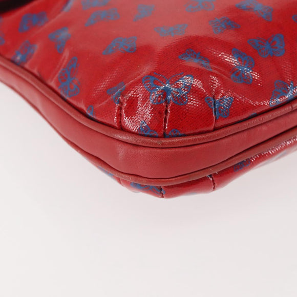BOTTEGA VENETA Butterfly Shoulder Bag PVC Canvas Red Gold Auth 143758