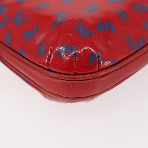 BOTTEGA VENETA Butterfly Shoulder Bag PVC Canvas Red Gold Auth 143758