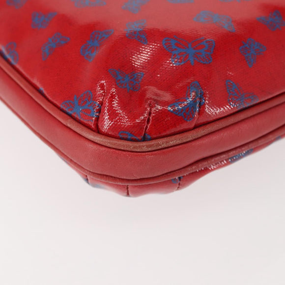 BOTTEGA VENETA Butterfly Shoulder Bag PVC Canvas Red Gold Auth 143758