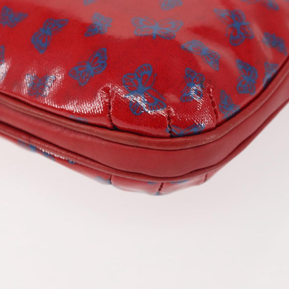 BOTTEGA VENETA Butterfly Shoulder Bag PVC Canvas Red Gold Auth 143758