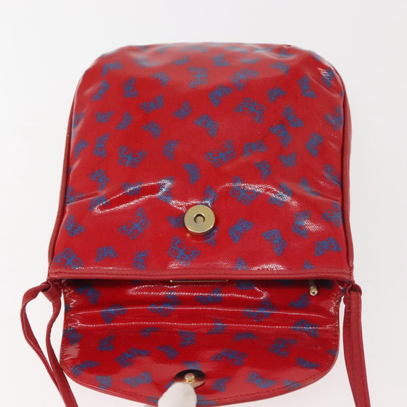 BOTTEGA VENETA Butterfly Shoulder Bag PVC Canvas Red Gold Auth 143758