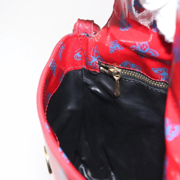 BOTTEGA VENETA Butterfly Shoulder Bag PVC Canvas Red Gold Auth 143758
