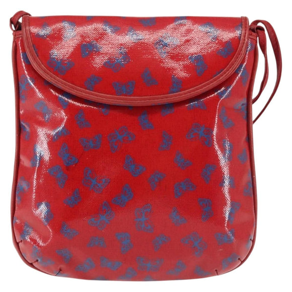 BOTTEGA VENETA Butterfly Shoulder Bag PVC Canvas Red Gold Auth 143758