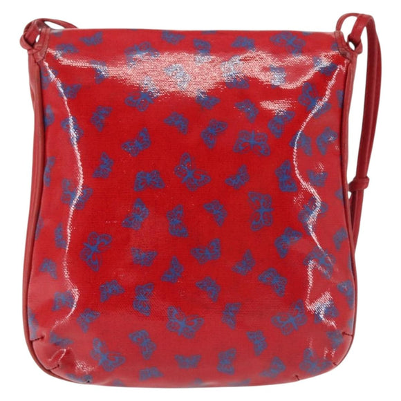 BOTTEGA VENETA Butterfly Shoulder Bag PVC Canvas Red Gold Auth 143758