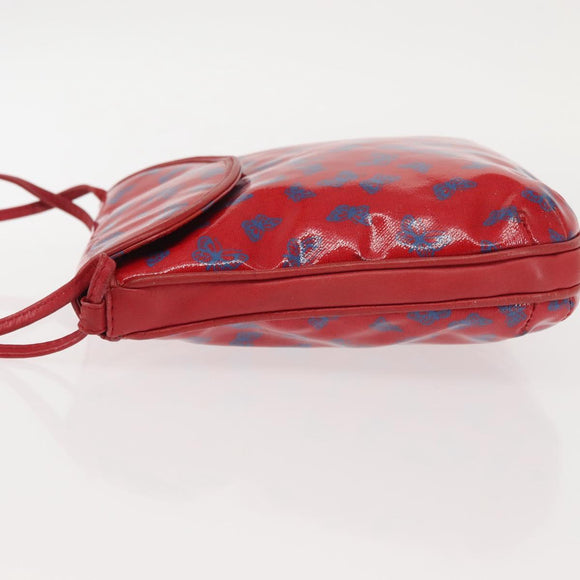 BOTTEGA VENETA Butterfly Shoulder Bag PVC Canvas Red Gold Auth 143758