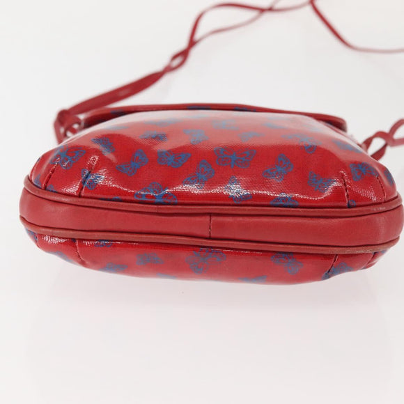 BOTTEGA VENETA Butterfly Shoulder Bag PVC Canvas Red Gold Auth 143758