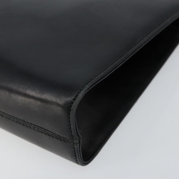 Salvatore Ferragamo Gancini Chain Shoulder Bag Leather Black Gold Auth 143759