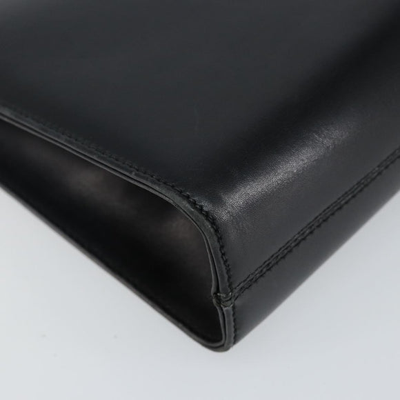 Salvatore Ferragamo Gancini Chain Shoulder Bag Leather Black Gold Auth 143759