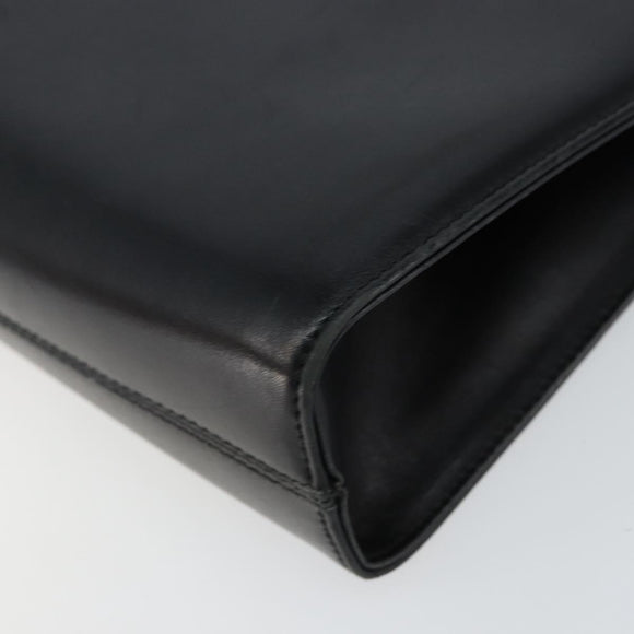 Salvatore Ferragamo Gancini Chain Shoulder Bag Leather Black Gold Auth 143759