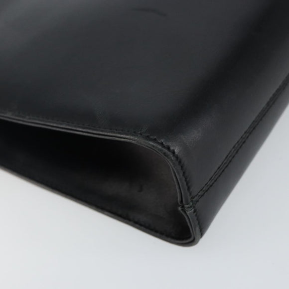 Salvatore Ferragamo Gancini Chain Shoulder Bag Leather Black Gold Auth 143759