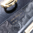 Salvatore Ferragamo Gancini Chain Shoulder Bag Leather Black Gold Auth 143759-12