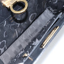 Salvatore Ferragamo Gancini Chain Shoulder Bag Leather Black Gold Auth 143759-10