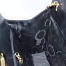 Salvatore Ferragamo Gancini Chain Shoulder Bag Leather Black Gold Auth 143759-19