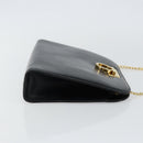 Salvatore Ferragamo Gancini Chain Shoulder Bag Leather Black Gold Auth 143759-3