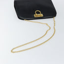 Salvatore Ferragamo Gancini Chain Shoulder Bag Leather Black Gold Auth 143759-7