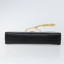 Salvatore Ferragamo Gancini Chain Shoulder Bag Leather Black Gold Auth 143759-5