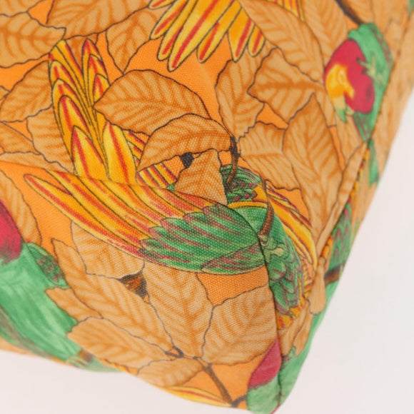 HERMES Tote Bag Canvas Orange Green Auth 143760