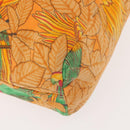 HERMES Tote Bag Canvas Orange Green Auth 143760-14