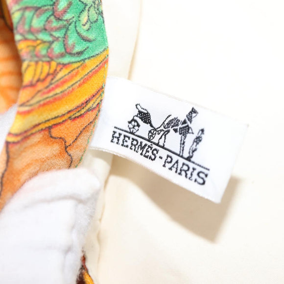 HERMES Tote Bag Canvas Orange Green Auth 143760