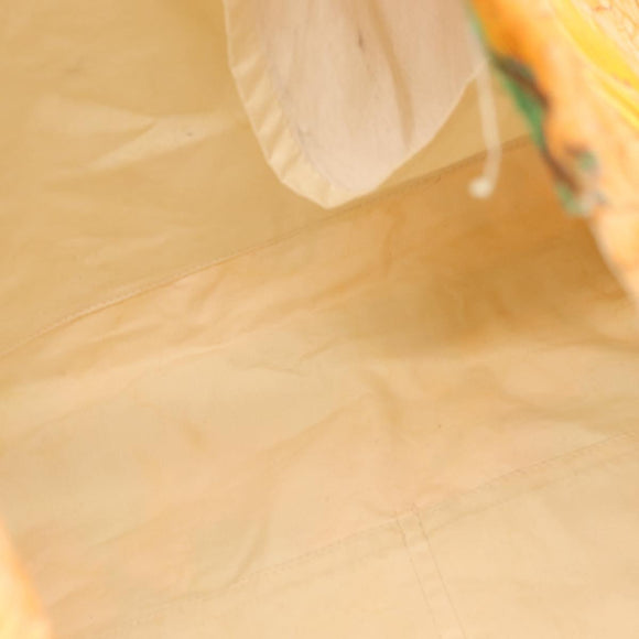 HERMES Tote Bag Canvas Orange Green Auth 143760