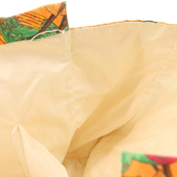 HERMES Tote Bag Canvas Orange Green Auth 143760