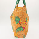 HERMES Tote Bag Canvas Orange Green Auth 143760-3
