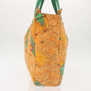 HERMES Tote Bag Canvas Orange Green Auth 143760-4
