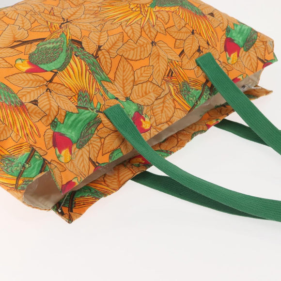 HERMES Tote Bag Canvas Orange Green Auth 143760