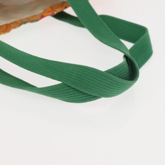 HERMES Tote Bag Canvas Orange Green Auth 143760