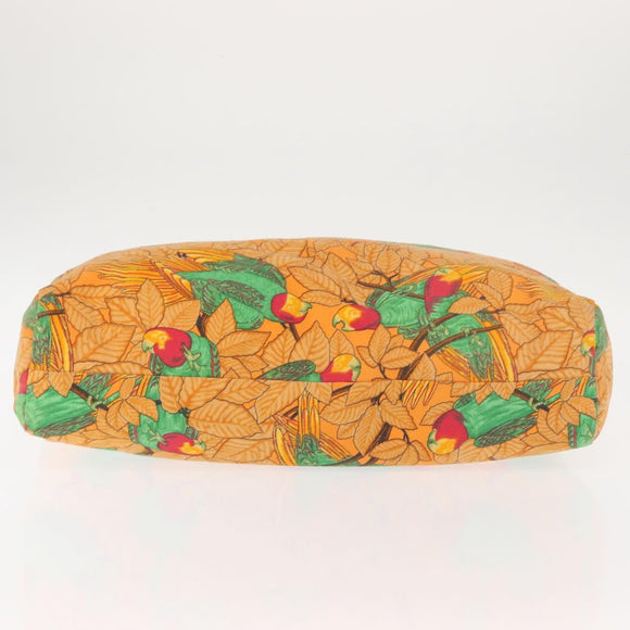 HERMES Tote Bag Canvas Orange Green Auth 143760