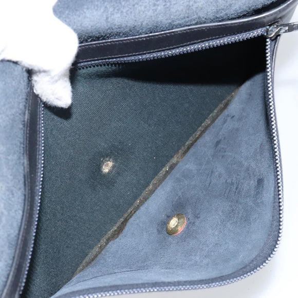 Christian Dior Clutch Bag Leather Black Gold Auth 143761