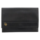 Christian Dior Clutch Bag Leather Black Gold Auth 143761-13