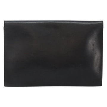 Christian Dior Clutch Bag Leather Black Gold Auth 143761 - 0