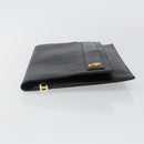 Christian Dior Clutch Bag Leather Black Gold Auth 143761-4