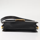 CELINE Horse Carriage Shoulder Bag Leather Black Gold Auth 143763-5