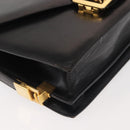 CELINE Horse Carriage Shoulder Bag Leather Black Gold Auth 143763-10
