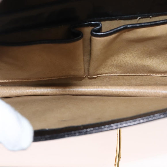 CELINE Horse Carriage Shoulder Bag Leather Black Gold Auth 143763