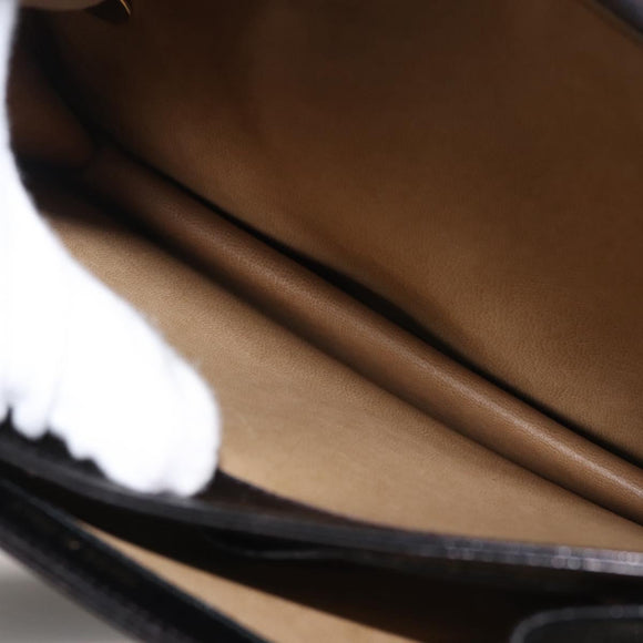 CELINE Horse Carriage Shoulder Bag Leather Black Gold Auth 143763