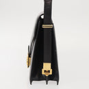 CELINE Horse Carriage Shoulder Bag Leather Black Gold Auth 143763-3