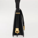 CELINE Horse Carriage Shoulder Bag Leather Black Gold Auth 143763-4