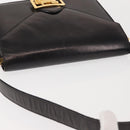 CELINE Horse Carriage Shoulder Bag Leather Black Gold Auth 143763-6